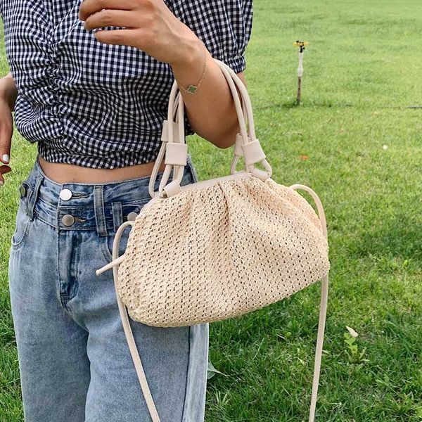 

летняя мода соломенная сумка женский сплетенный сумка 2020 женщины плеча болса de palha сумки crossbody посланника