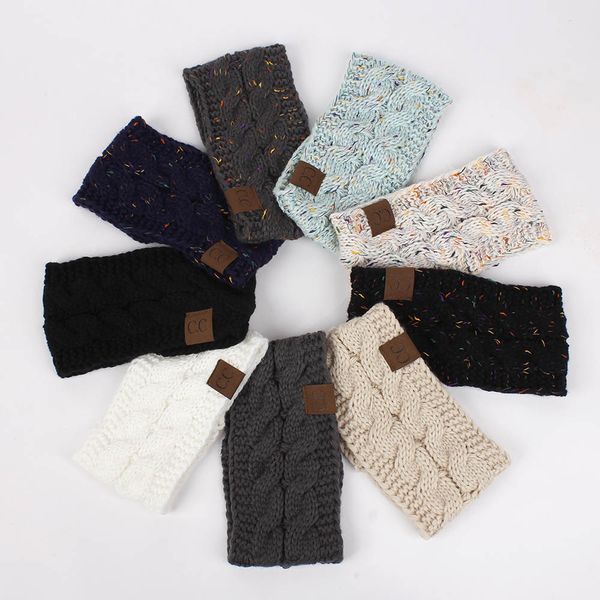 

cc hairband colorful knitted crochet twist headband winter ear warmer elastic hair band wide hair accessories, Slivery;white