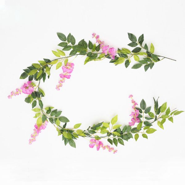 

2m flower string artificial wisteria vine garland plants foliage outdoor home trailing flower fake hanging wall decor