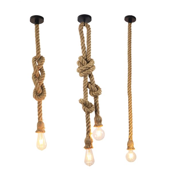 

hemp rope chandelier loft pendant lights clothing store restaurant lighting vintage creative personality industrial pendnt lamp
