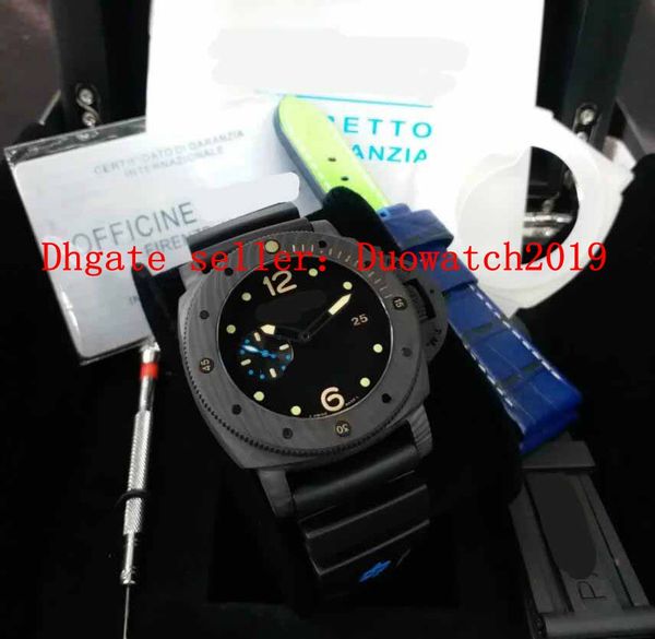 

mens luxury military superlative steel 316f vs 47mm p9010 automatic movement black dial blue dot markers sapphire crystal mens watch, Slivery;brown