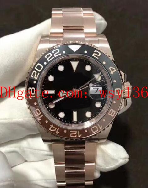 

роскошный высококачественный gmt черный циферблат черный / коричневый керамика 126715chnr 126715 40 мм азия 2813 движение автоматические муж, Slivery;brown