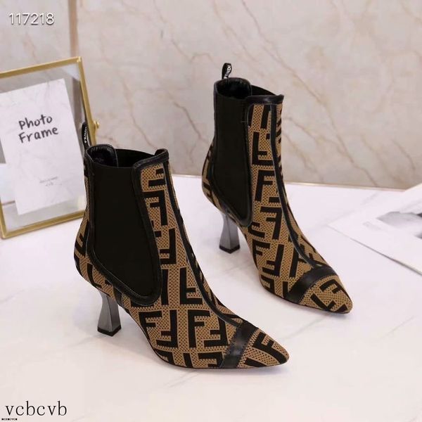 

19ss women high heel booties large size34-41fashion female high-heeled boots young ladies fashion booties 8.5cm heel cloth boots, Black