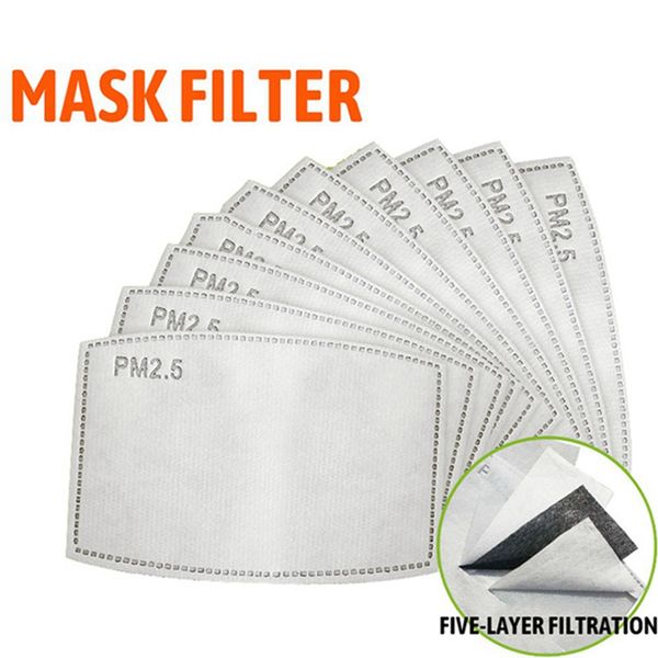 

pm 2.5 mask filter replaceable filter 5 layers non-woven activated filters mouth masks filters outdoor protective in stock hha1230