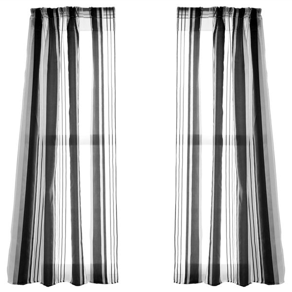 

modern style striped curtains transparent tulle bedroom living room curtains