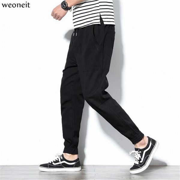 

weoneit 2019 men multi-pocket harem hip pants trousers streetwear sweatpants hombre male casual fashion cargo pants men 5xl, Black