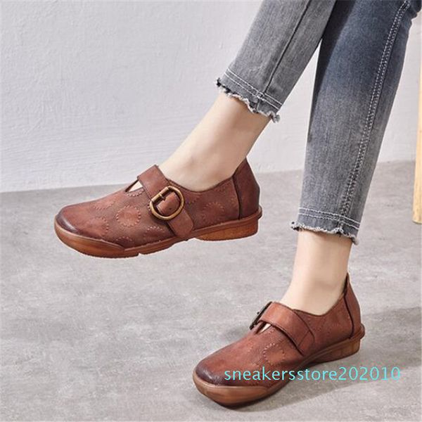 

sale 2020 new spring classic embossing full genuine leather shoes fashion casual shoes light comfort breathable flat s10, Black