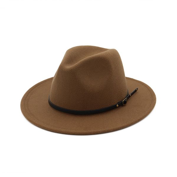 

women's crushable wool fedoras felt outback hat panama hat wide brim with belt hats sombrero mujer fedora women chapeu #f, Blue;gray