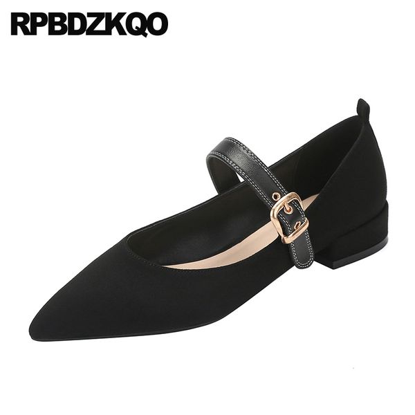 

pointed toe chinese shallow fashion ladies suede spring autumn women 2019 mary jane flats black red wine shoes china