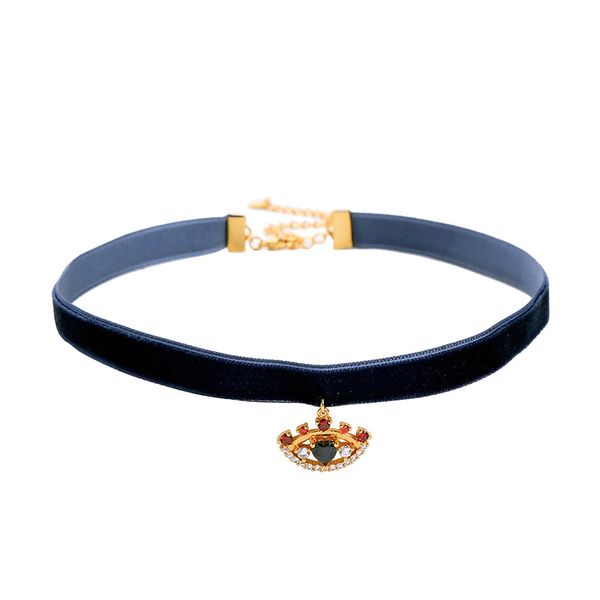 

2019 new evil eye peal charm chokers necklace for women zinc alloy metal turkish blue eye rope chain trendy geometric jewelry, Golden;silver