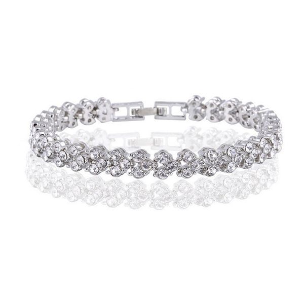 

crystal leaves bracelet for women wedding jewelry simple charm vintage rhinestones gold silver cuff bracelets, Black