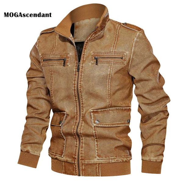 

men's fur & faux leather jacket men casual pu motorcycle jackets male jaqueta couro masculina jaket pocket outwear coats size l-6xl, Black