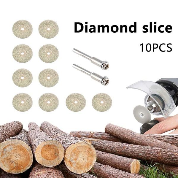 

10pcs/set 16/20/22mm mini diamond saw blade silver cutting discs with 2x connecting shank for drill fit rotary tool
