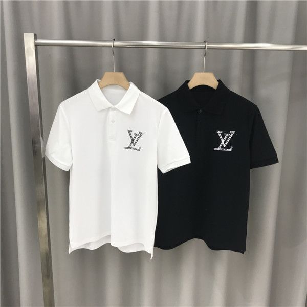 

20ss luxurious paris brands  polo shirt short sleeve crewneck tee breathable men women fashion logos print outdoor streetwear v t-shirt, Gray;blue