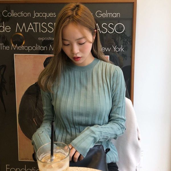 

autumn slim fit women sweater korean style fashion simple sweater casual round neck long-sleeved cotton knit pullover s1, White;black