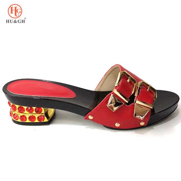 

red color african shoes without bag mature style nigerian shoes for wedding party italian special design sandals, Black