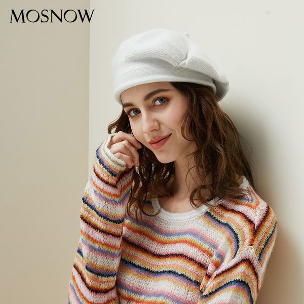 

women knitted beret winter warm hat female 2019 new brand british style lady painter bonnet hats solid color beanies wholesale, Blue;gray
