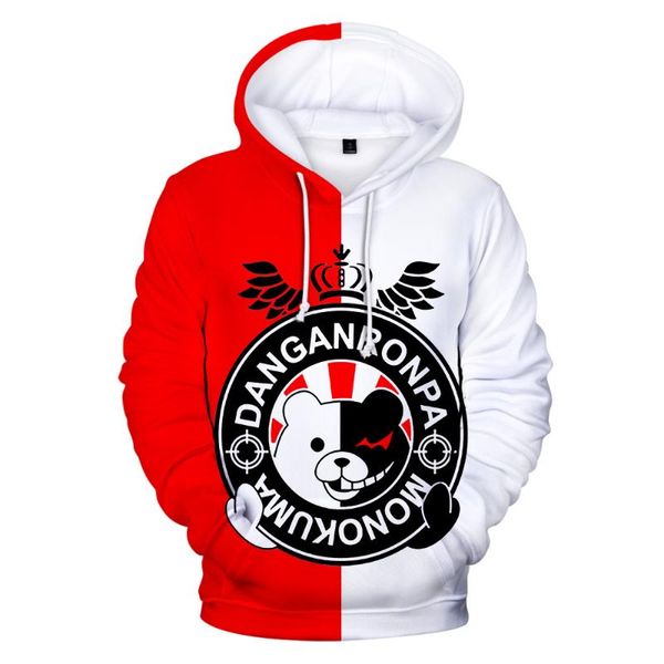 

monokuma 3d hoodies sweatshirts men/women fashion long sleeve polyester material 3d style hoodies men's clothes, Black