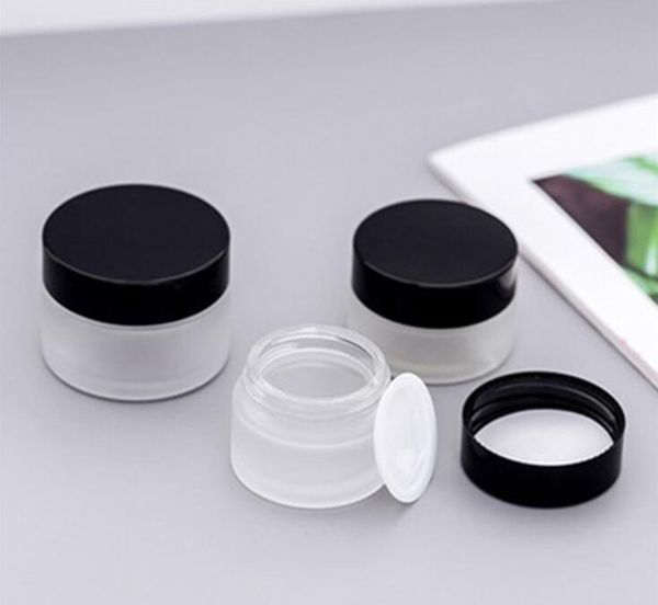

15g 20g 30g frosted clear cosmetic empty pot jar eyeshadow makeup face cream containers with black lid packing bottles
