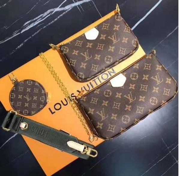 

a three-piece designer luxury handbags purses classic printing mahjong package double side wide and chain shoulder strap crossbody bags