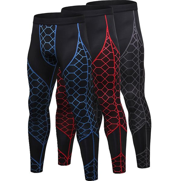 

mens quick dry sports pants for men high elastic jogging pants men outdoor training tight sports trousers mens leggings fitness, Black;blue