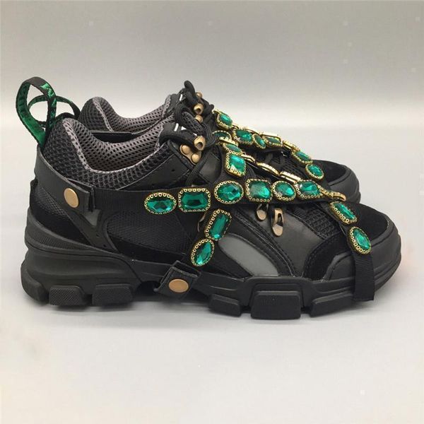 

2020 authentic flashtrek sneaker with removable crystals man women casual shoes mountain climbing lace -up hiking boots sneakers with box, Black