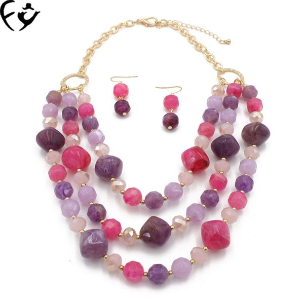 

европейский и американский популярный преувеличена цвет смолы мульти - слой ожерелье fy18080418, Silver