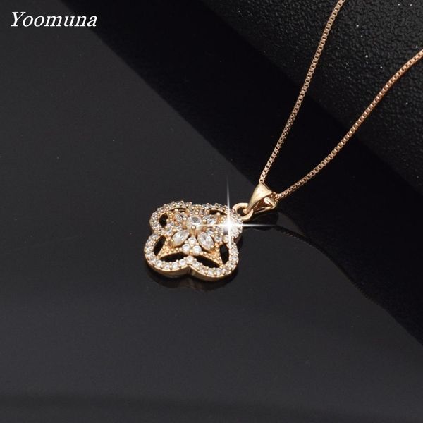 

necklace for women flower rhinestone rhomb crystal cubic zircon pendant choker women rose gold chain necklace jewelry 2019, Silver