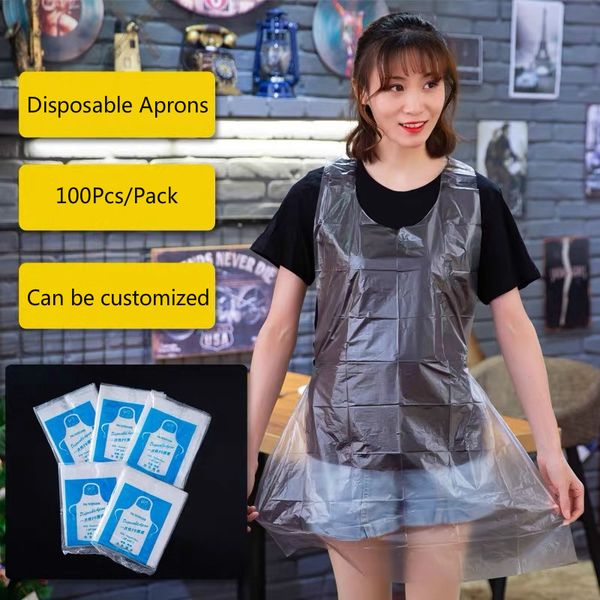 

100pcs disposable aprons for adults transparent white beauty bib sleeveless aprons for hairdressing painting cooking beauty salon
