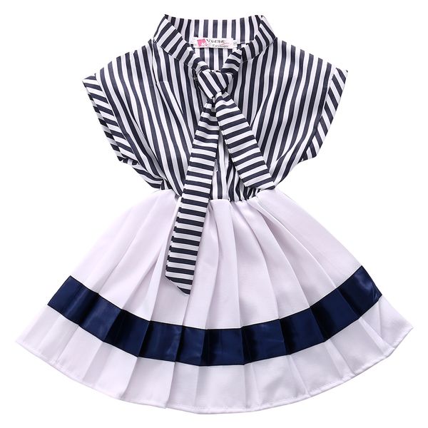 

pudcoco 2019 summer cute toddler kids girls striped patchwork casual swing dress sundress army clothes 2-7y, Red;yellow