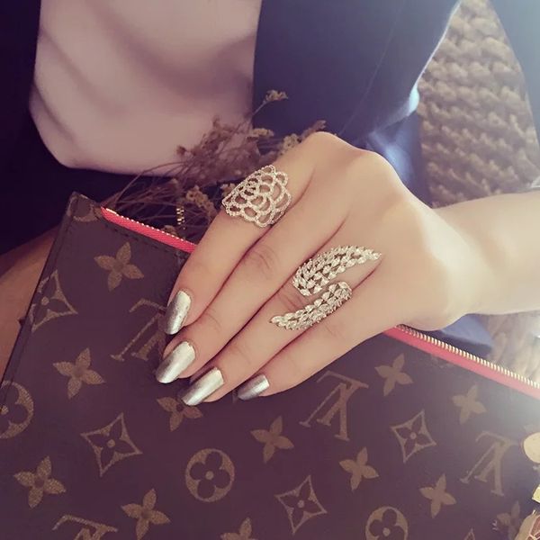 

ци человек европейский и американский стиль уникальный заказ micro циркон перо открытое кольцо еды кольцо ювелирных изделий, Silver