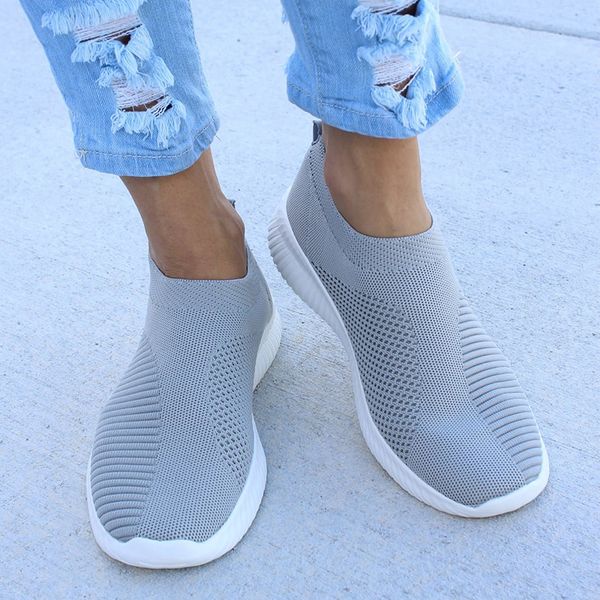 

women shoes knitting sock shoes sneakers women spring summer slip on flat flats loafers krasovki famela plus size 43, Black