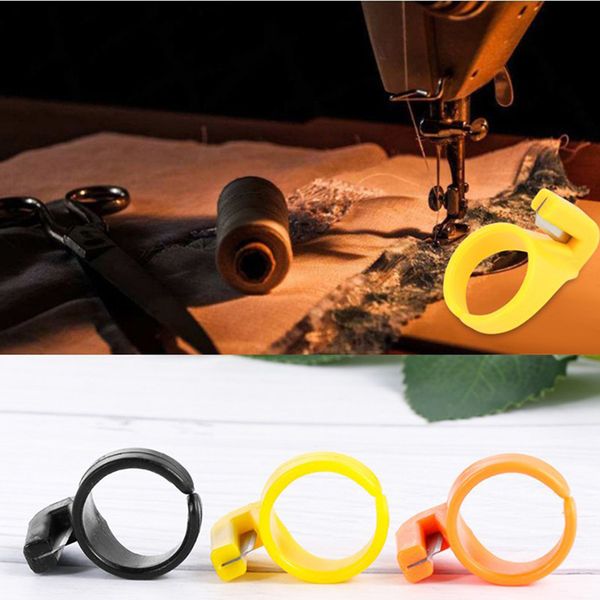 

creative mini finger blade needle craft home plastic thimble sewing ring thread cutter diy household sewing machine accessories, Black