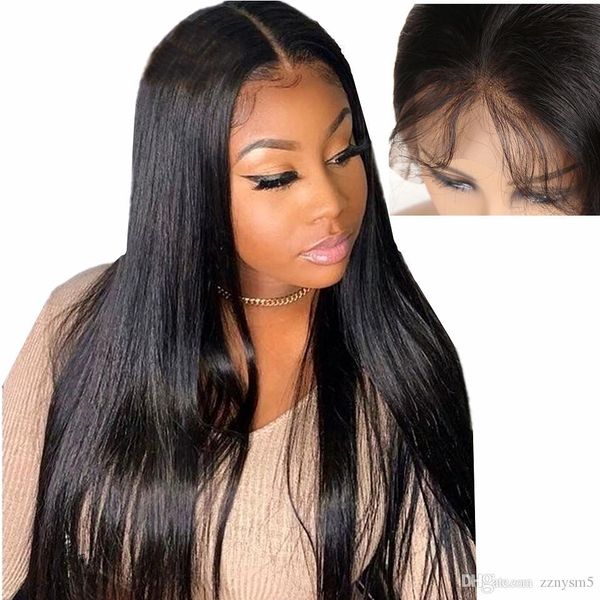 

26 дюймов полный парик шнурка glueless парики человеческих волос для женщин реми волосы прямые полный парик закрытия шнурка с волосами младе, Black