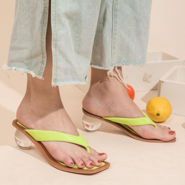 

sagace 2020 new women slippers summer crystal heel slipper women beach slides transparent pvc sandals female flip-flops size 42, Black