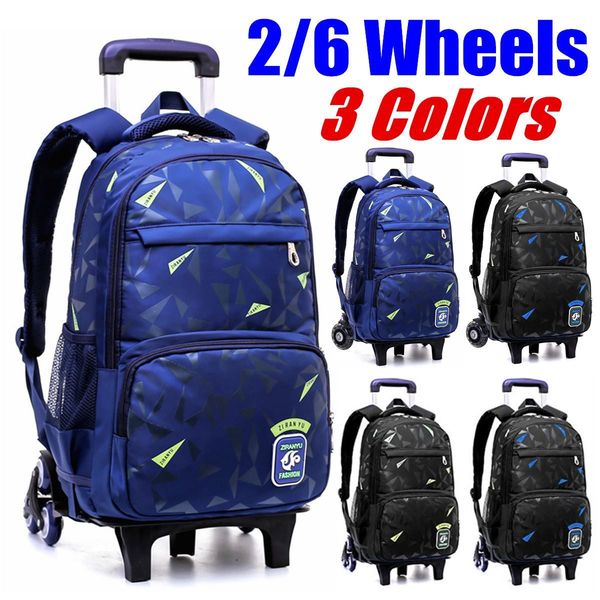 

2019 new waterproof removable children school bags with 2/6 wheels stairs kids trolley schoolbag book bags boys girls backpack y200706