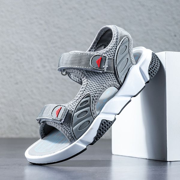 

kids shoes summer boys sandal male student non-slip rubber korean brand slide children's shoes sneaker sandalia male 31-40, Black;red