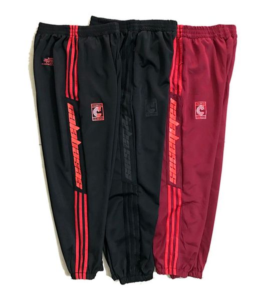 

канье сезон 6 брюки калабасас полосатые спортивные брюки уличные мужчины womendrawstring повседневная мода бег трусцой сезон 4 три бара брюк, Black