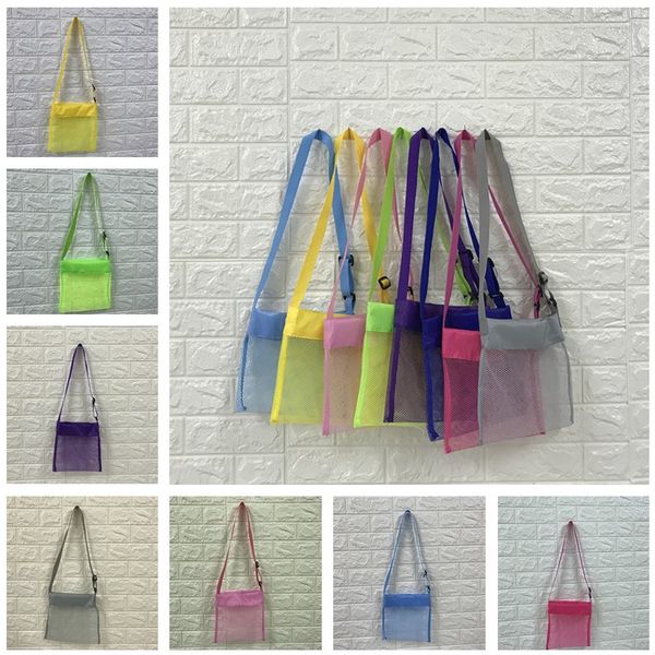 

25*24cm children kids portable mesh seashell sand beach bag toys receive storage bags sandboxes away cross body mesh shell bag b5161, Black