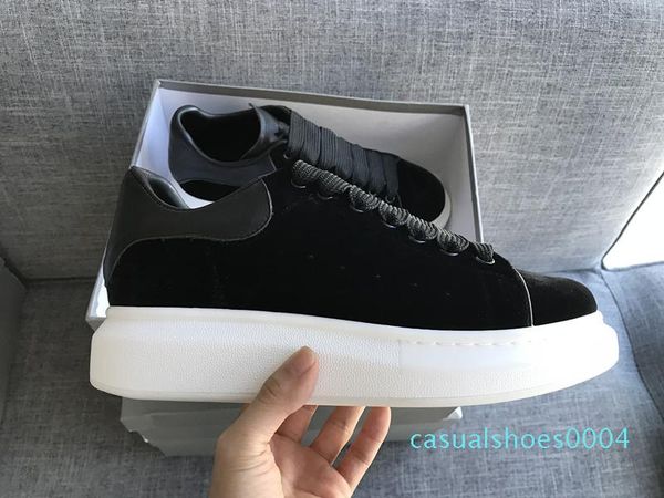 

trendy style sneakers designer leather luxury casual shoes men's women leisure trainer velvet white low skateboarding shoe ci04, Black