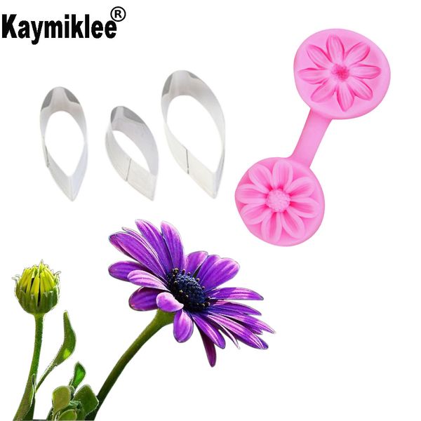 

gerbera daisy flower petal veiner &cutter silicone mould cake decorating tools ,gumpaste sugarcraft fondant mold cs350