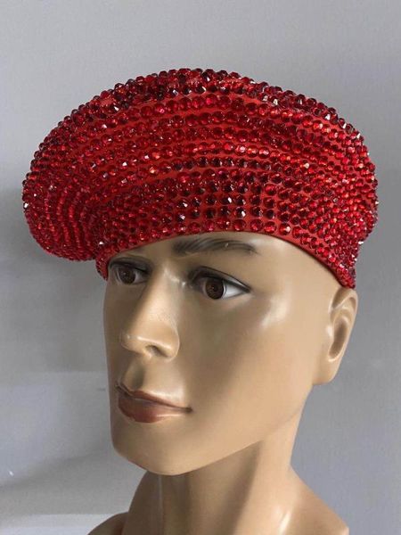 

stage wear sparkly party full diamond fritillary hat, Black;red