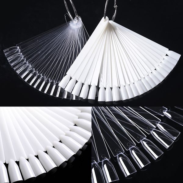 

clear false nail tips fan style practice display natural black transparent sticks polish display acrylic tips for gel tools, Red;pink