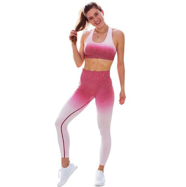 

Beautiful young gradient color women fitne uit profe ional yoga port gym outdoor running et backle long pant