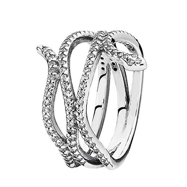 

fahmi 100% 925 sterling silver 190954cz swirling snake ring fashion simple romantic original women's jewelry gift factory, Golden;silver