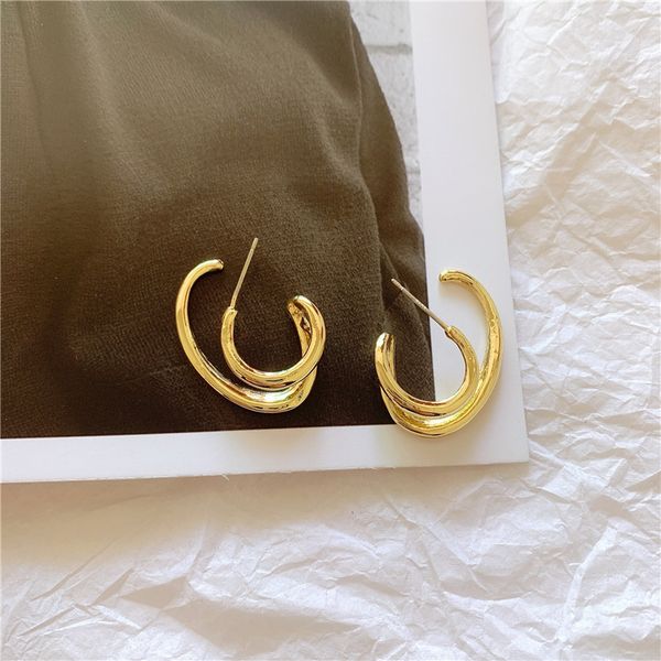 

uilz trendy fashion simple style metal elegant stud earring woman vintage gold color earrings accessories brincos stud cel2582, Golden;silver