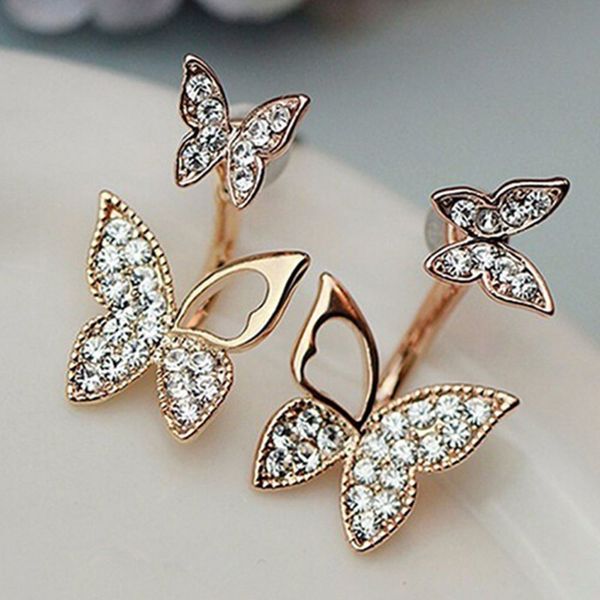 

new design 1 pair butterfly earrings two wear fashion drop earring temperament korean earrings fine jewelry for women girls, Silver