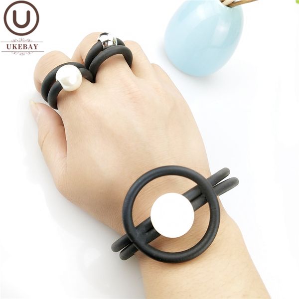 

ukebay new wood accessories rubber bangles for women charm bracelet round love bracelets angel jewelry luxury bangle wholesale, Golden;silver