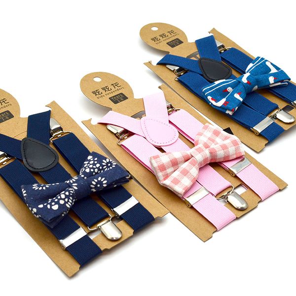 

Children adju table lattice u pender 2019 new baby plaid print brace kid trap clip with bow tie 12 color belt c01