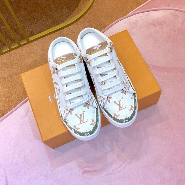 

woman training and basketball shoes printing real leather fashion classic half slipper lace platform casual shoes with original box, Black